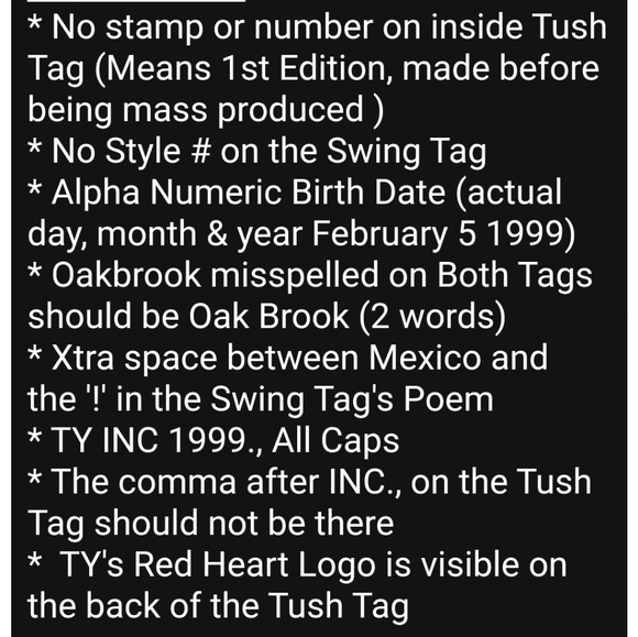 * Vintage * Rare * Ty Beanie Baby 'Osito the Bear' (1999) Details in Desc. - Picture 7 of 7